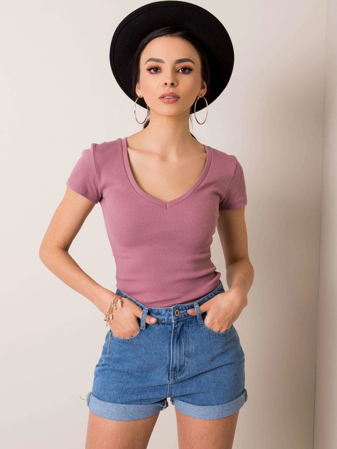 Wrzosowy t-shirt Shilla RUE PARIS
