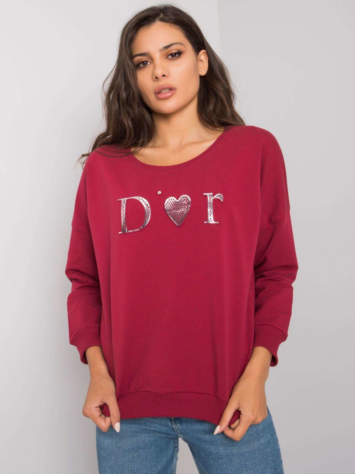 Bordowa bluza damska bez kaptura Alodia