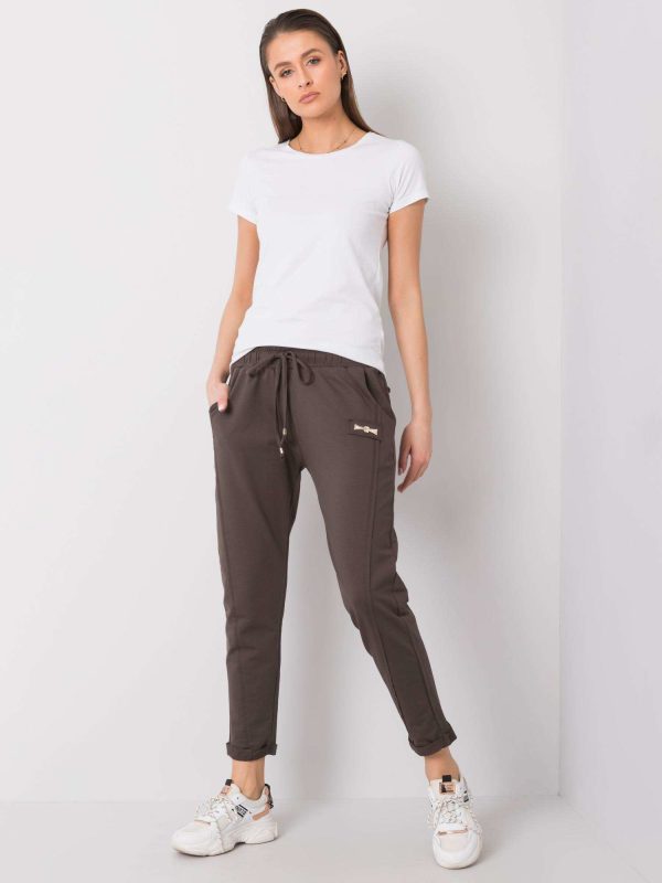 Ciemne khaki spodnie dresowe Bella