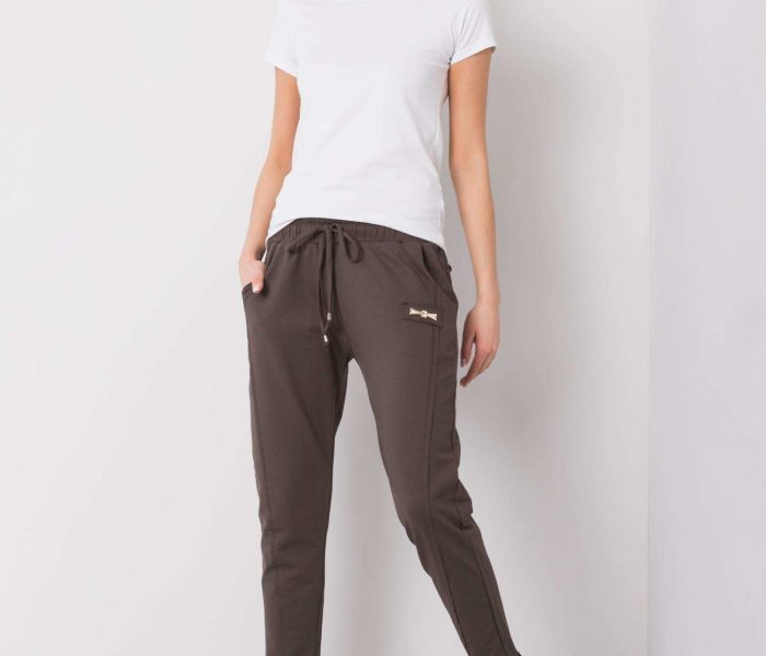 Hurtownia Ciemne khaki spodnie dresowe Bella