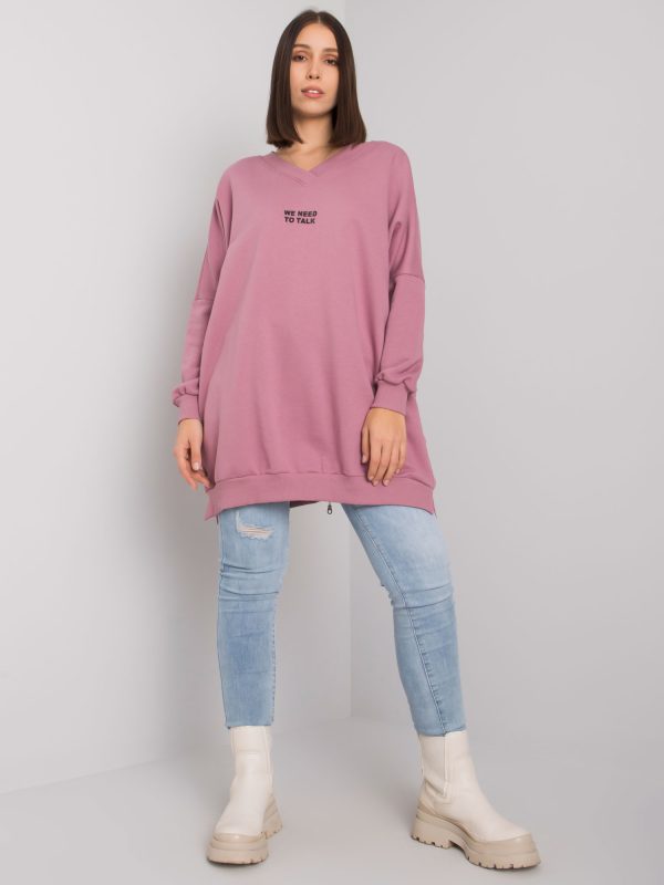 Brudnoróżowa tunika plus size bawełniana Raella