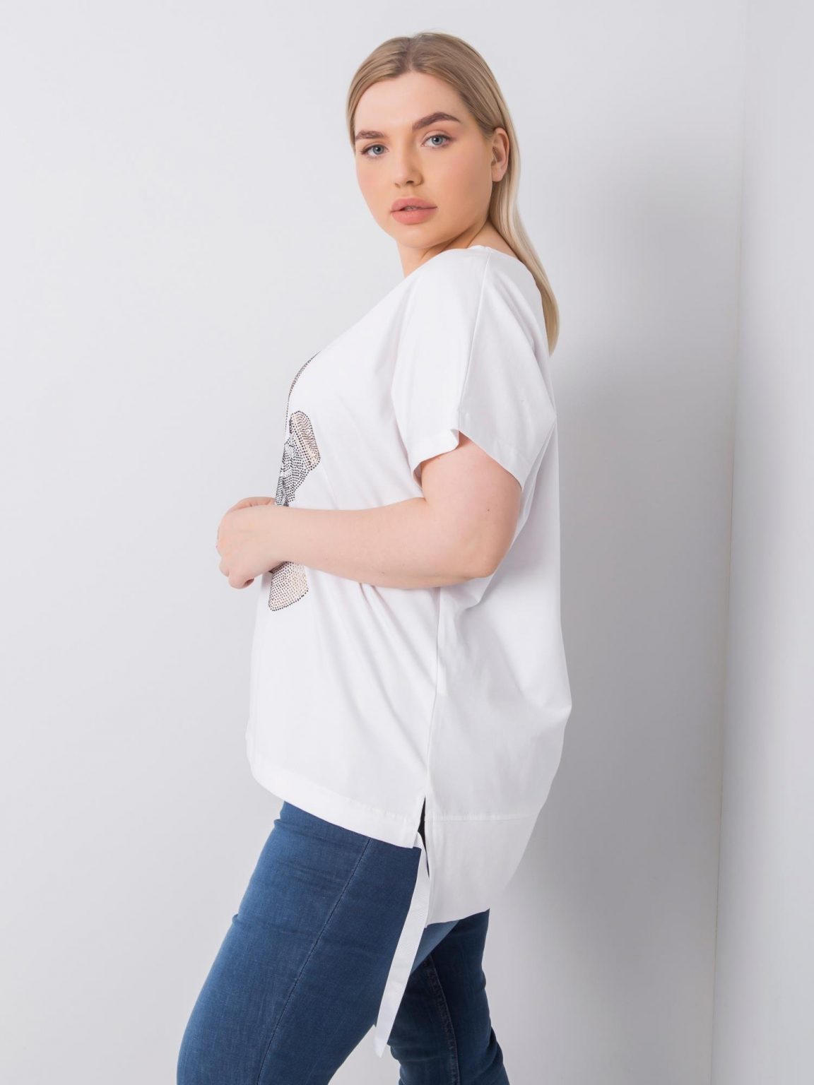 Biała bluzka plus size z aplikacją Marlene