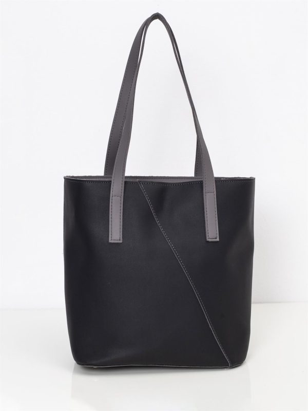 Szaro-czarna torebka faux leather