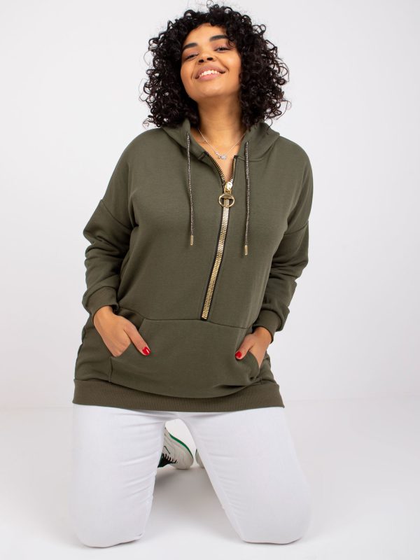 Khaki dresowa bluza plus size bawełniana Amanda