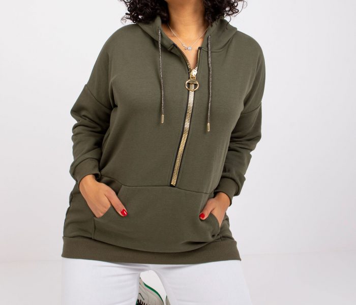 Hurtownia Khaki dresowa bluza plus size bawełniana Amanda