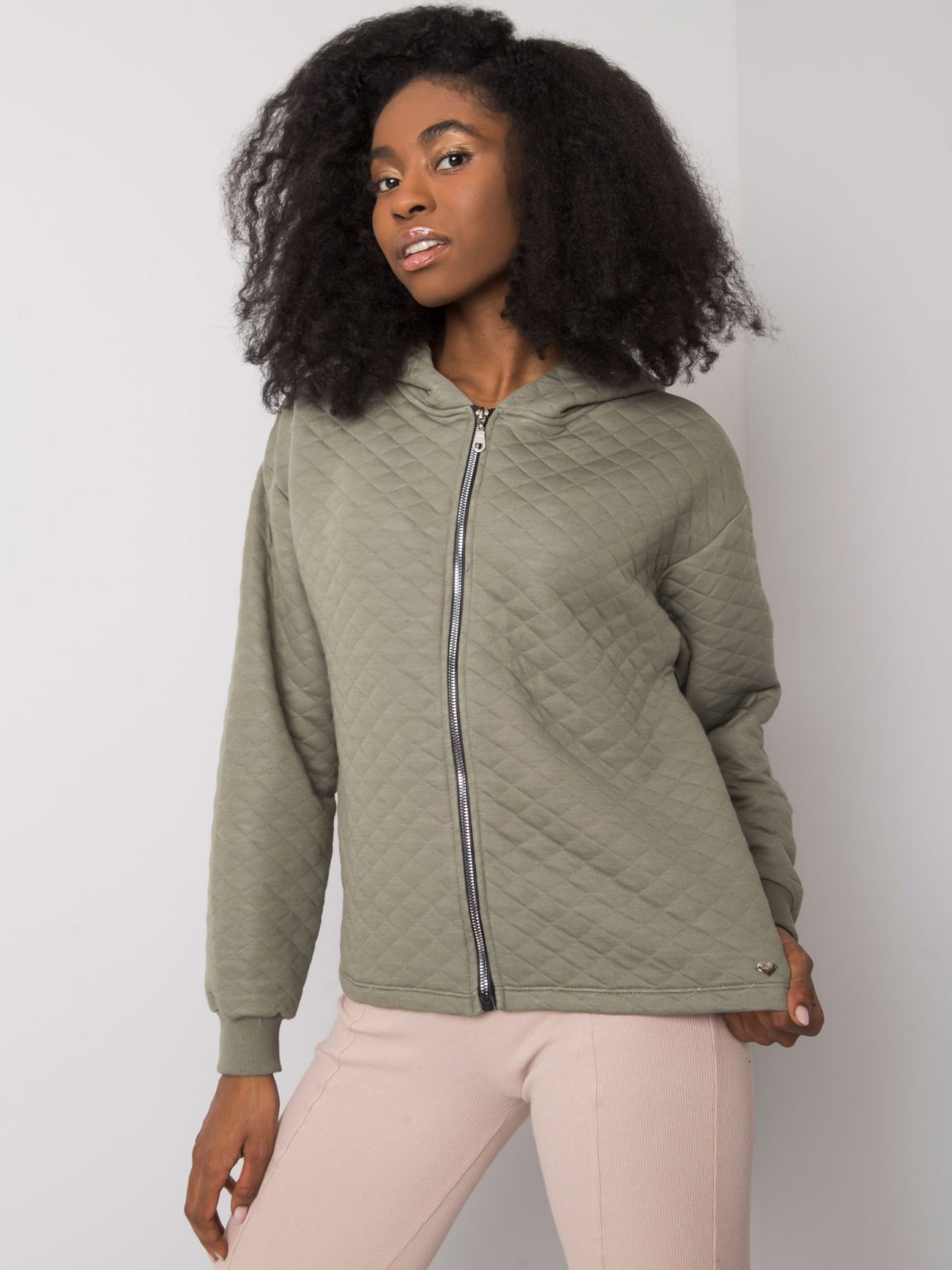 Jasna khaki pikowana bluza basic Melanie