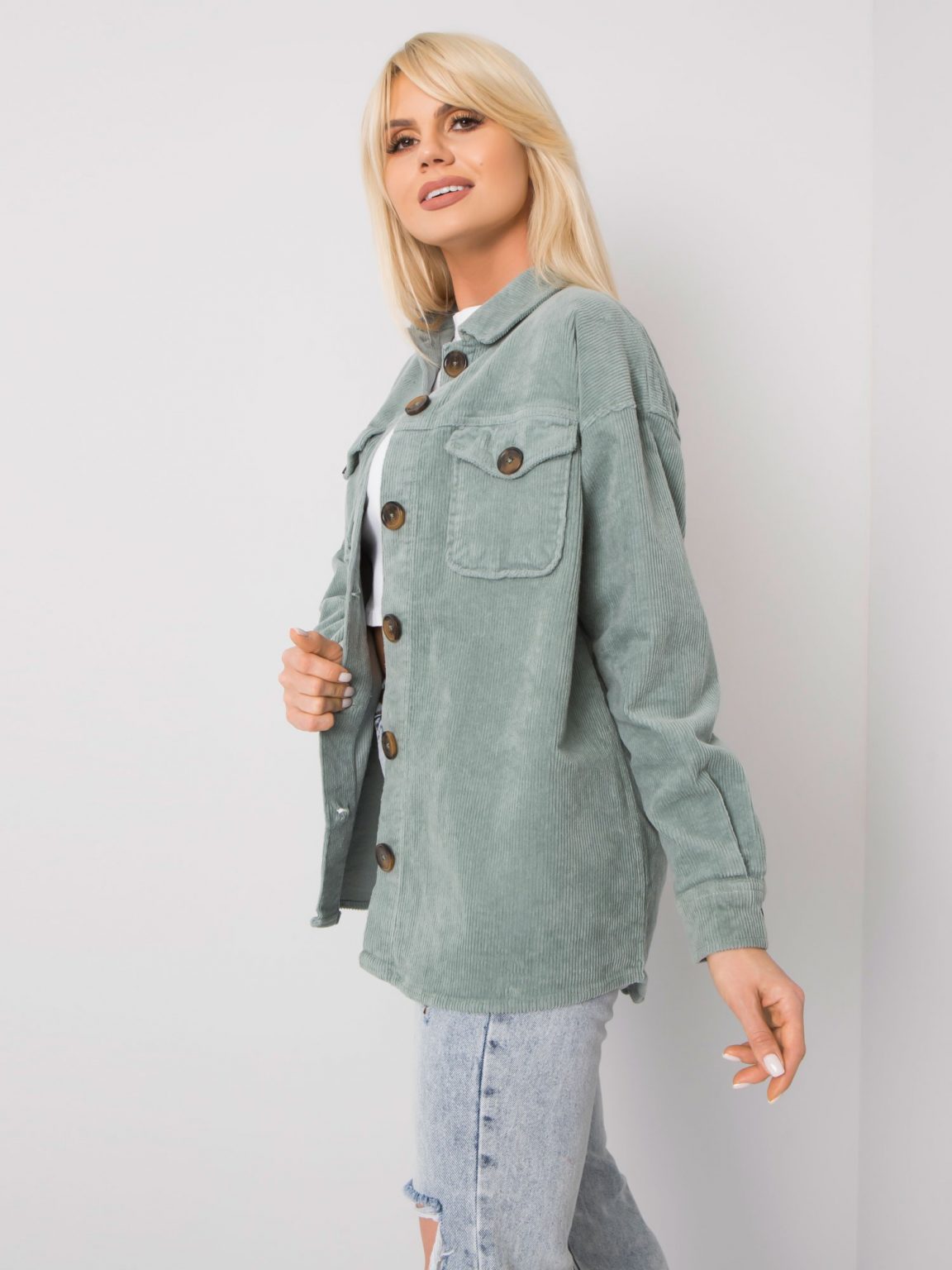 Khaki sztruksowa koszula wierzchnia Amala STITCH & SOUL