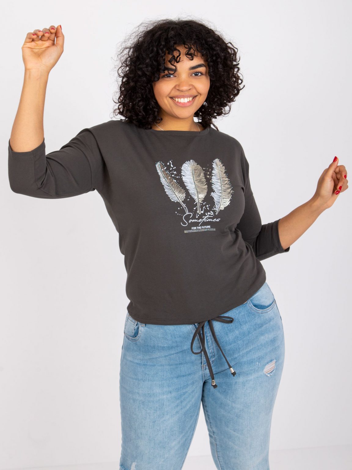 Khaki bluzka plus size z bawełny Polly