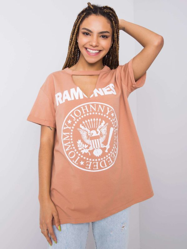 Camelowy t-shirt z nadrukiem Cordoba