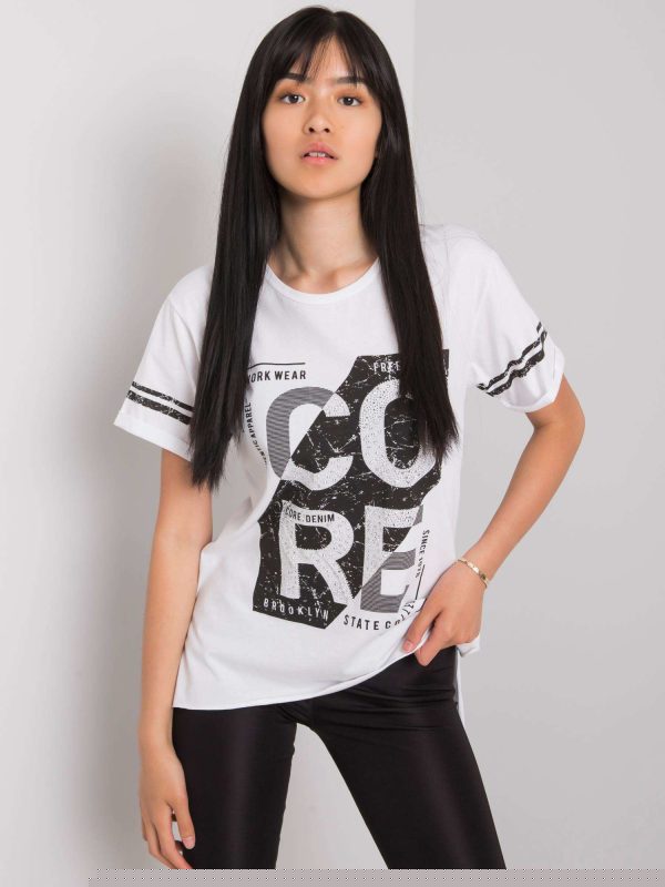 Biały t-shirt z nadrukiem Amber