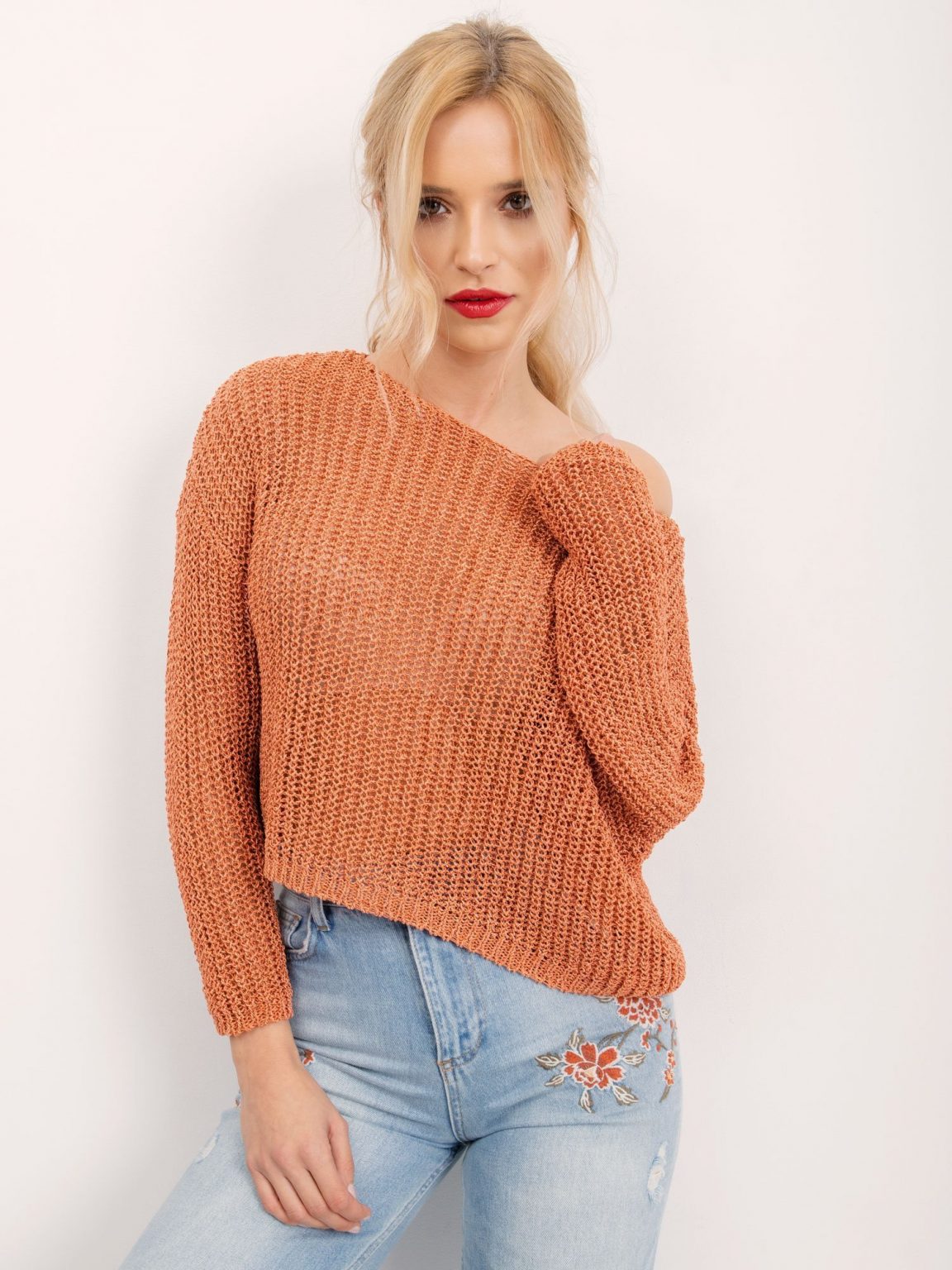 BSL Koralowy krótki sweter