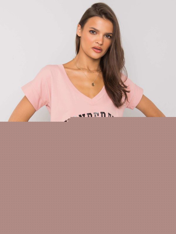 Jasnoróżowy t-shirt z napisem Leila