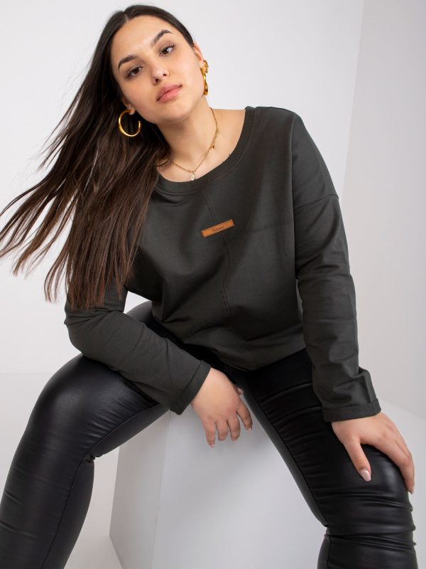 Khaki dresowa bluza plus size z długim rękawem Honorine
