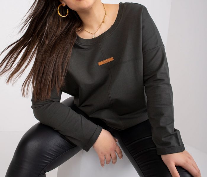 Hurtownia Khaki dresowa bluza plus size z długim rękawem Honorine