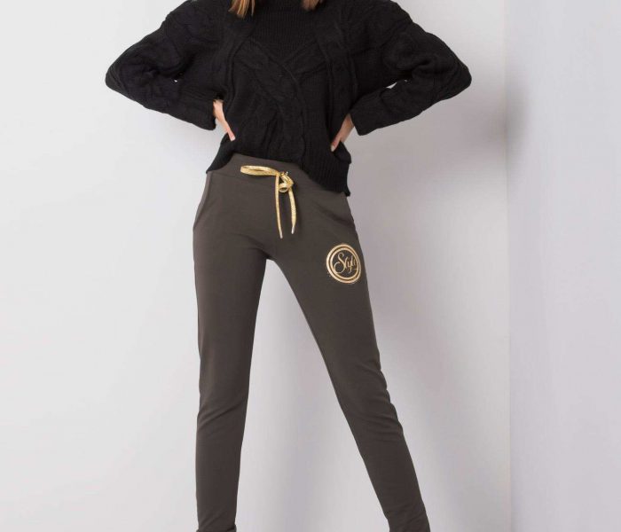 Hurtownia Ciemne khaki spodnie dresowe Stylish