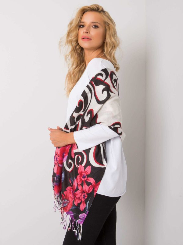 Czarna chusta w kolorowe wzory