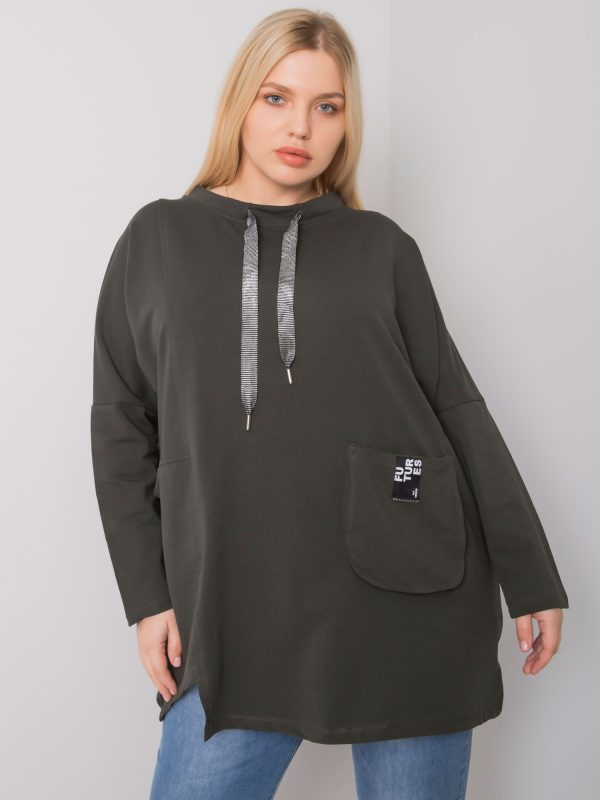 Ciemna khaki bawełniana tunika plus size Redmond