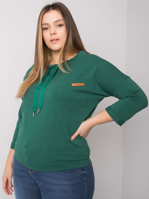 Ciemnozielona bluza plus size bez kaptura Pasadena