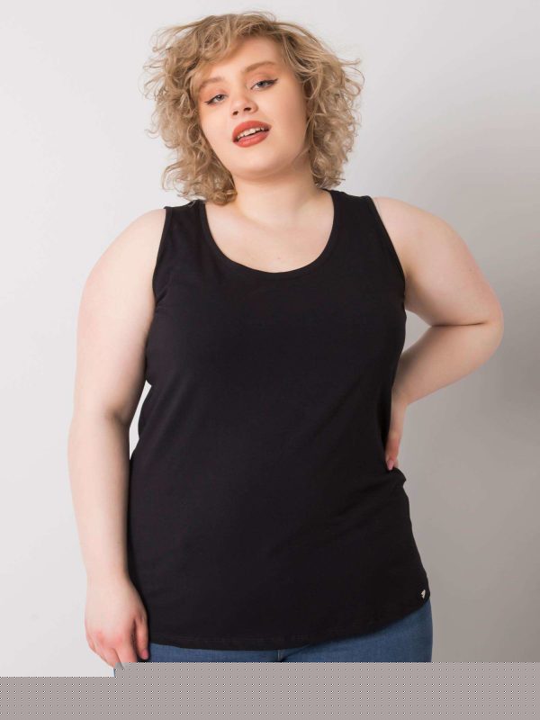 Czarny top plus size z bawełny Keyla