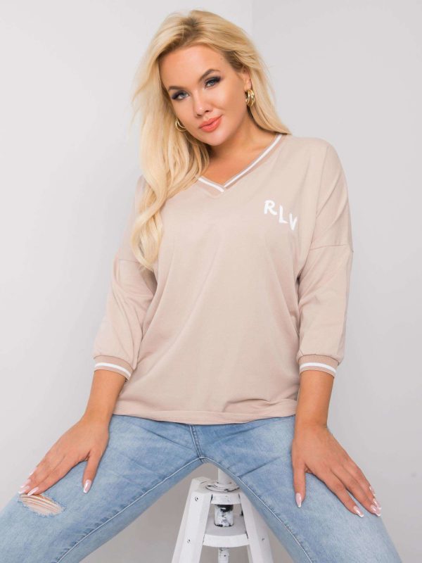 Beżowa bluzka plus size z dekoltem w serek Lorette