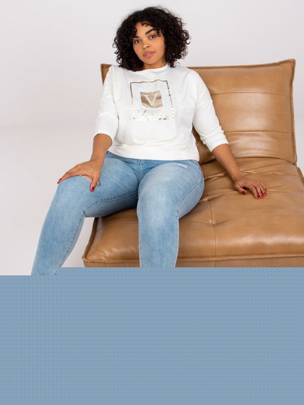 Ecru bluzka plus size z printem Roxanne