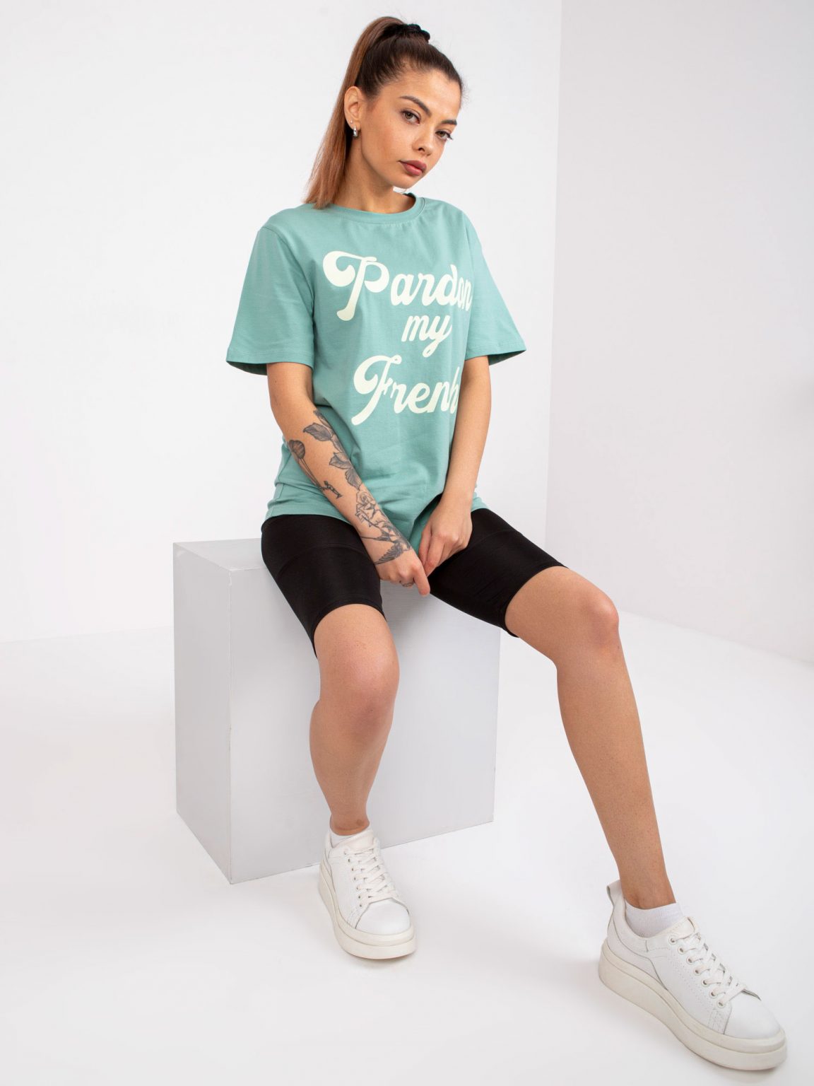 Zielony bawełniany t-shirt na co dzień Jade