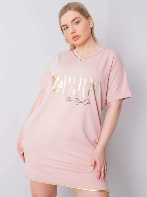 Brudnoróżowa sukienka plus size Tonette