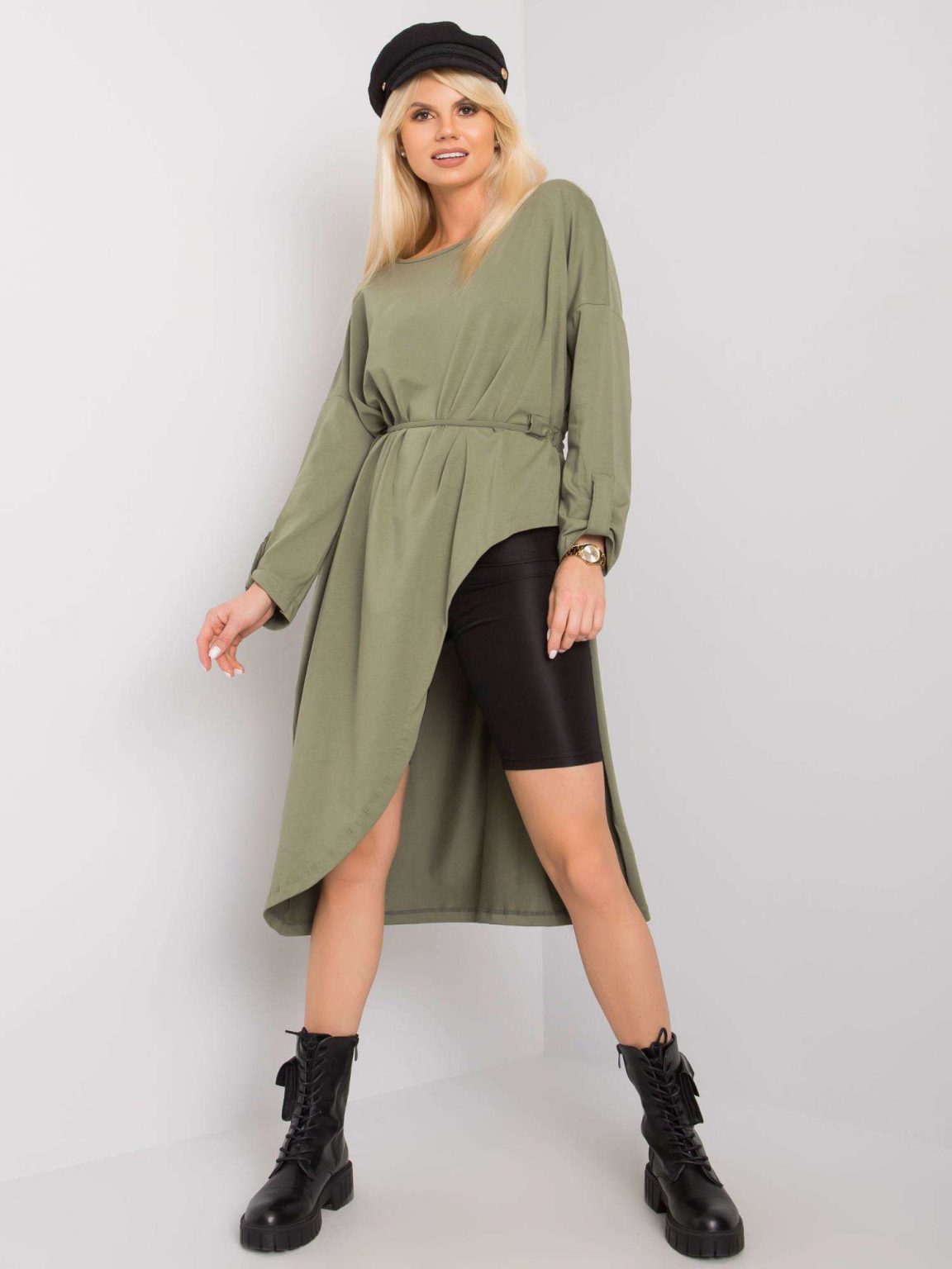 Khaki bawełniana tunika oversize Brenda