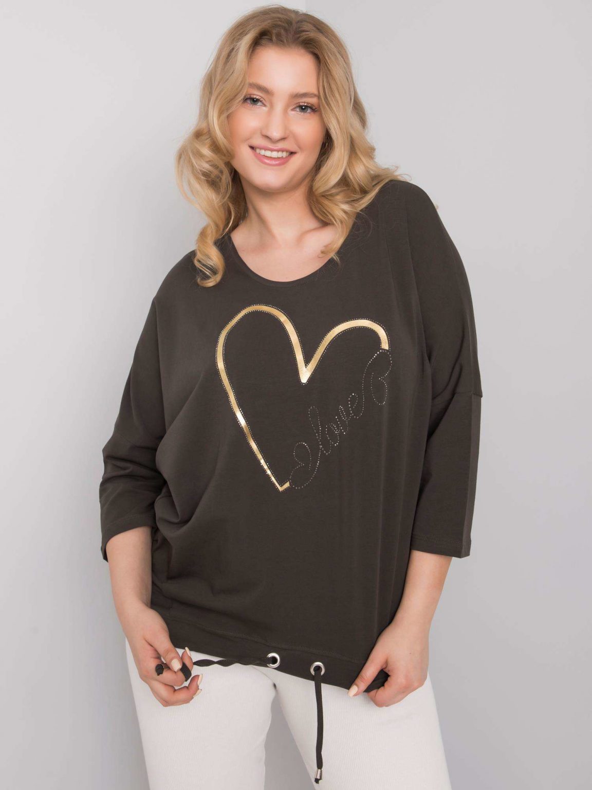Ciemna khaki bluzka plus size Adah