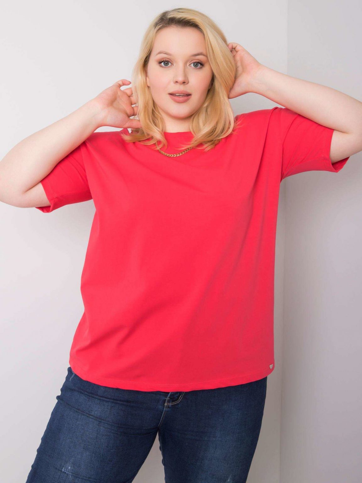 Koralowy t-shirt plus size Gaia