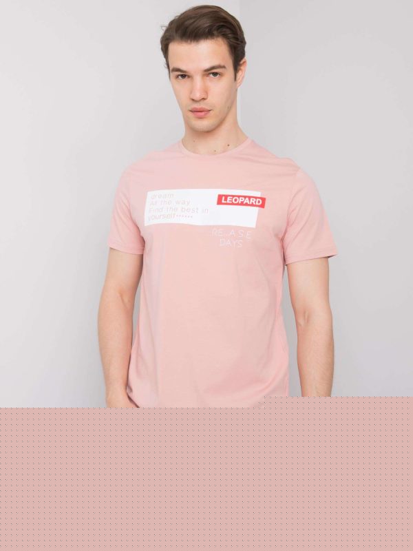 Pudrowy t-shirt męski z nadrukiem Phoenix LIWALI