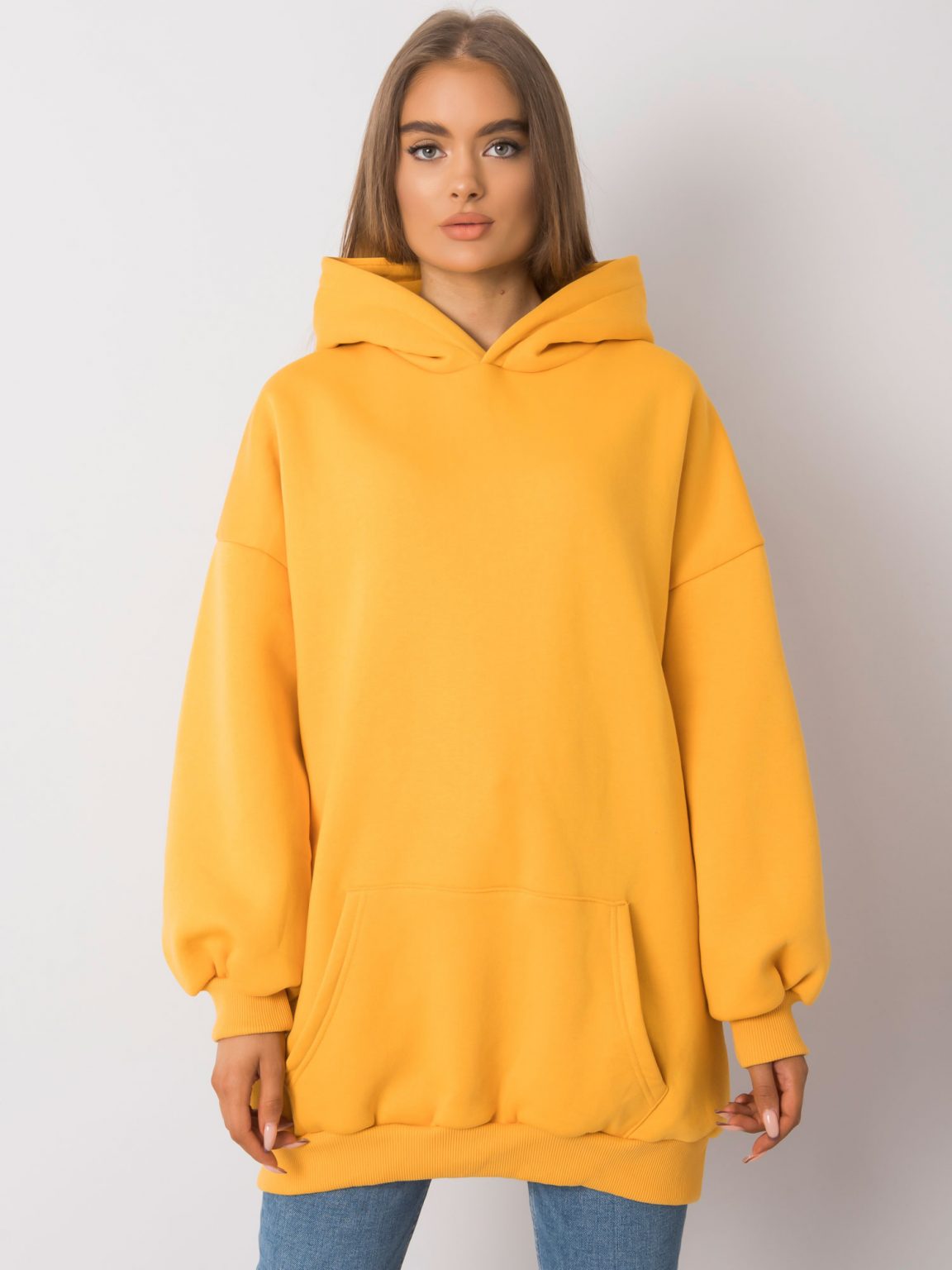 Jasnpomarańczowa długa bluza kangurka Roselle