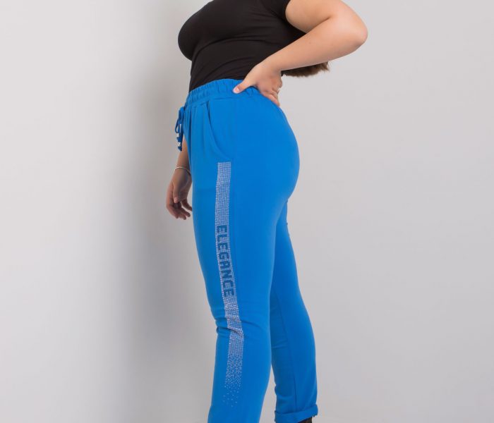 Hurtownia Niebieskie spodnie dresowe plus size z aplikacją Aelis