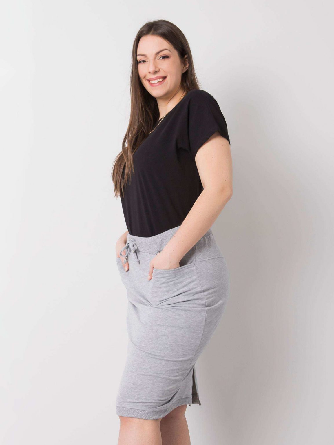 Szara melanżowa spódnica plus size Thandie