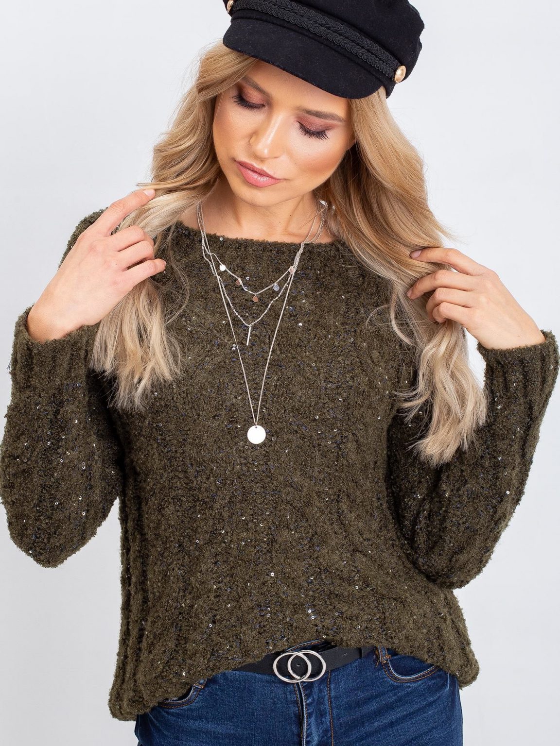 Ciemny khaki sweter Sophia