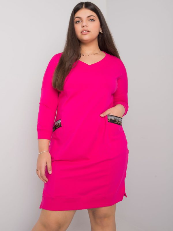 Fuksjowa sukienka plus size z kieszeniami Susan
