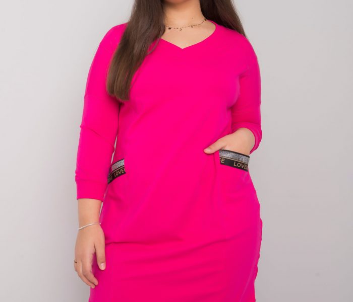 Hurtownia Fuksjowa sukienka plus size z kieszeniami Susan