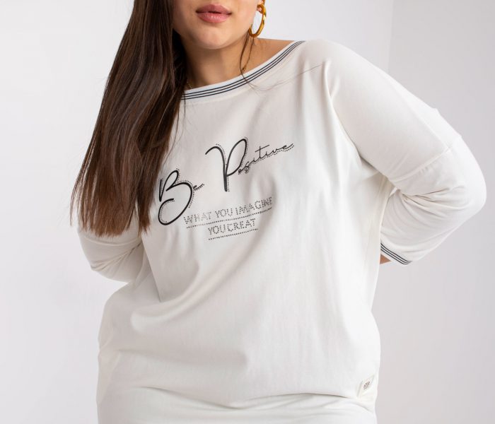 Hurtownia Ecru tunika dresowa plus size z aplikacją Blanche
