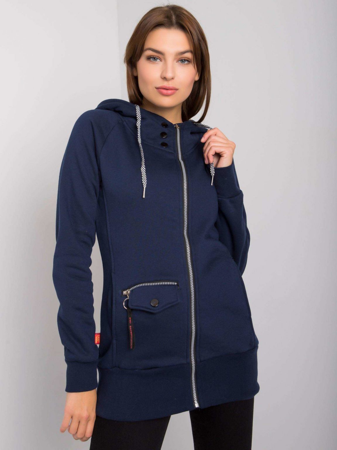 Granatowa rozpinana bluza z kapturem Dessie