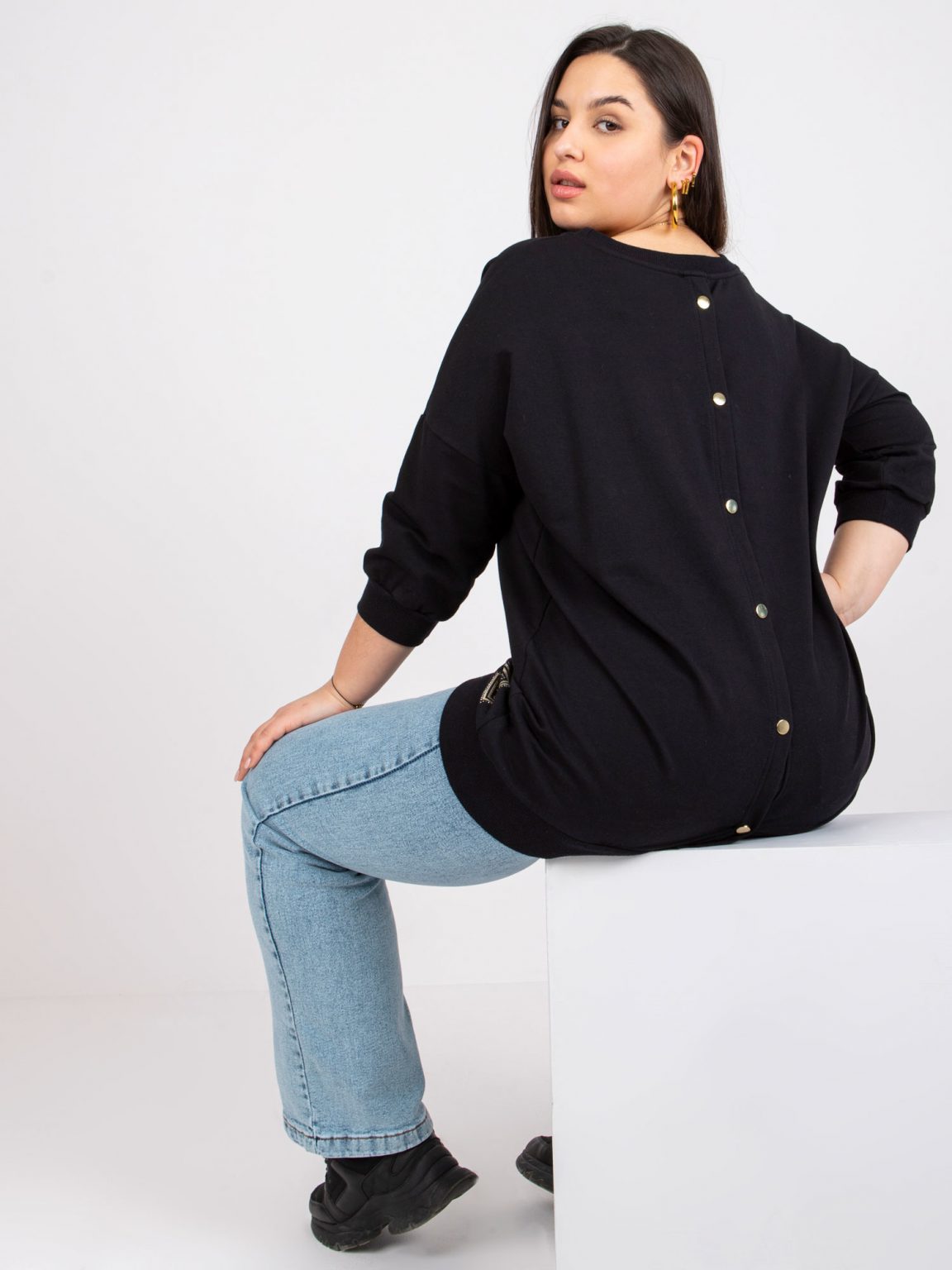 Czarna bawełniana bluzka plus size Odile