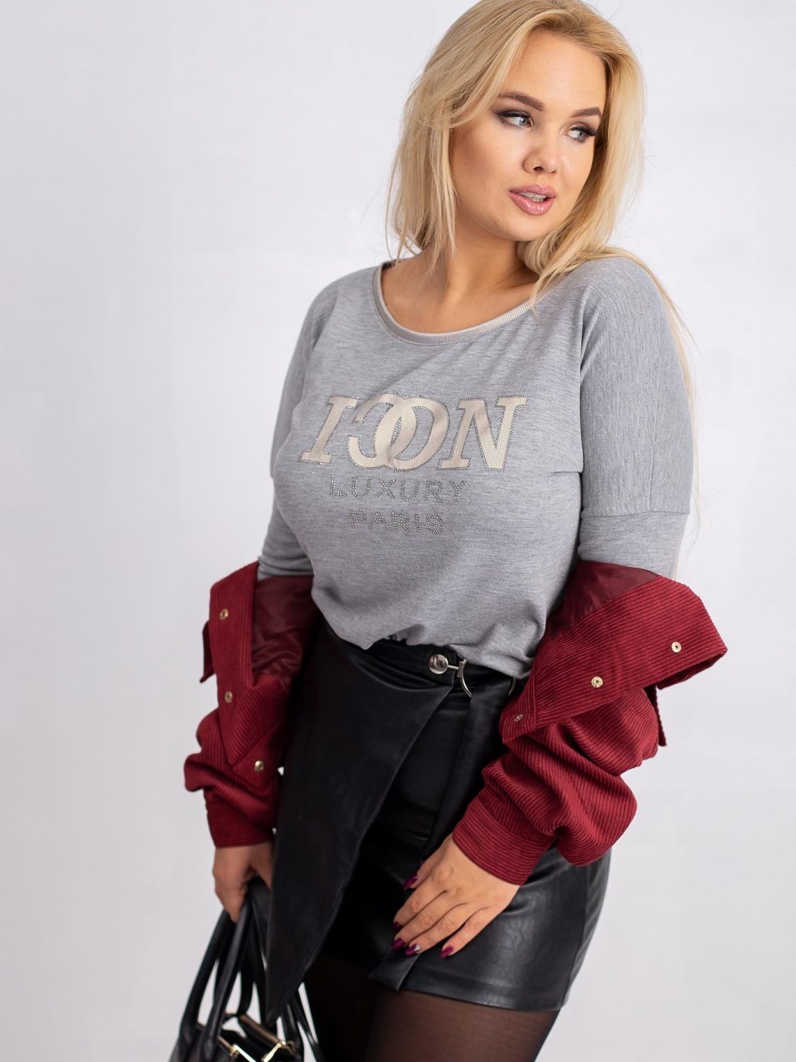 Szara bluzka plus size Luxor