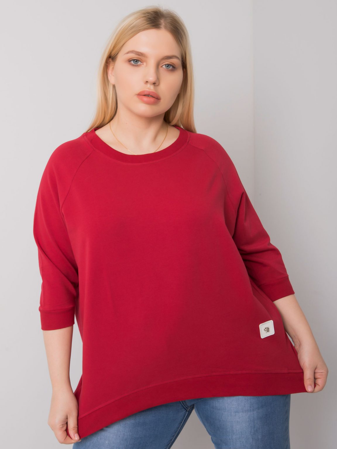 Bordowa bawełniana bluza plus size Ninetta
