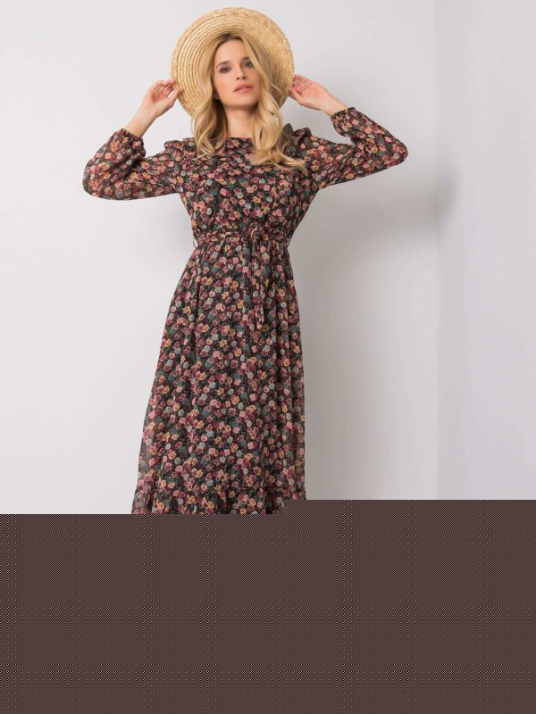 Czarna sukienka w kwiaty Kinslee RUE PARIS