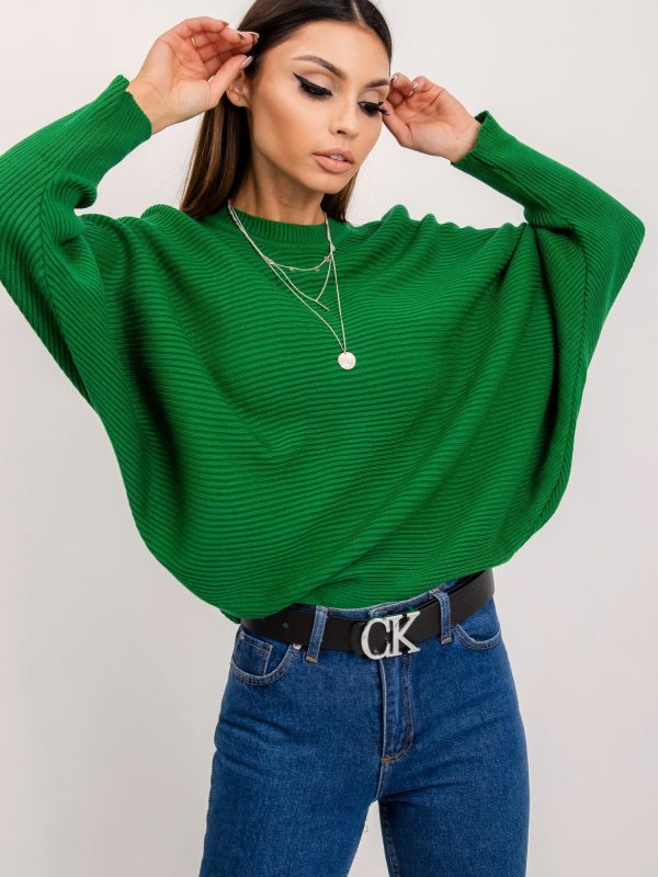 RUE PARIS Zielony sweter Pose