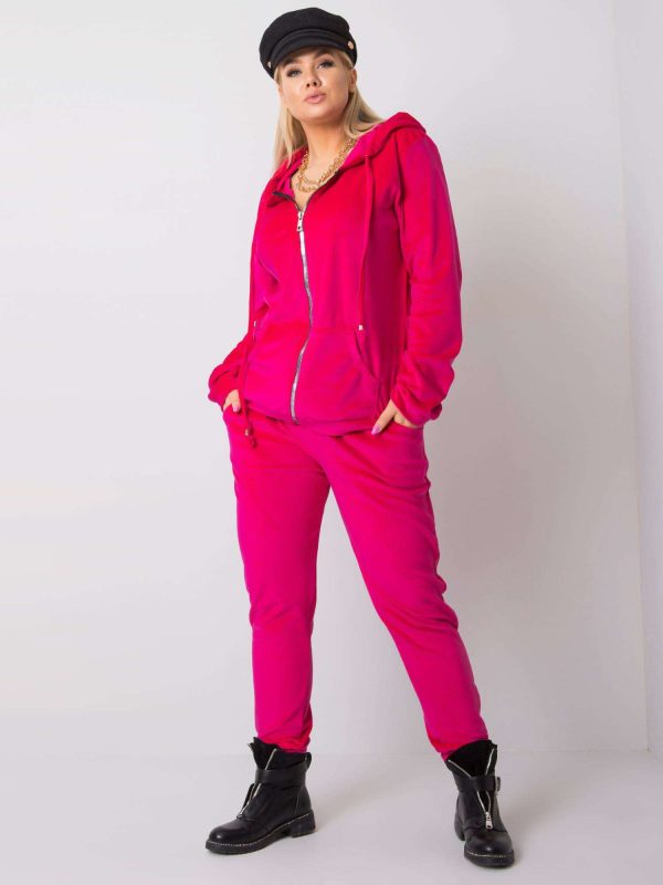 Różowy welurowy komplet plus size Michell