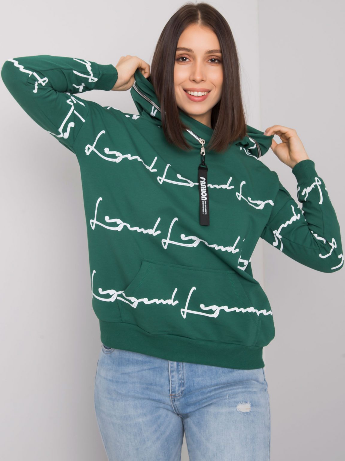 Ciemnozielona bluza plus size z kieszenią Jossy