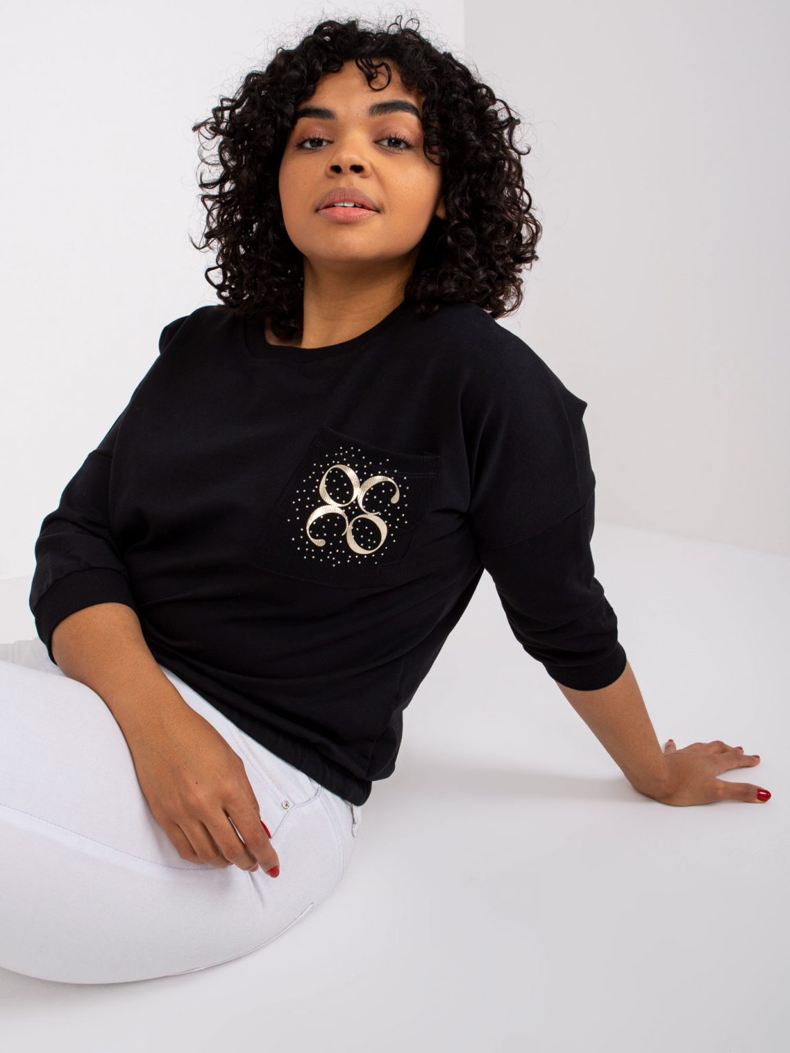 Czarna bluzka plus size bawełniana Vivianne