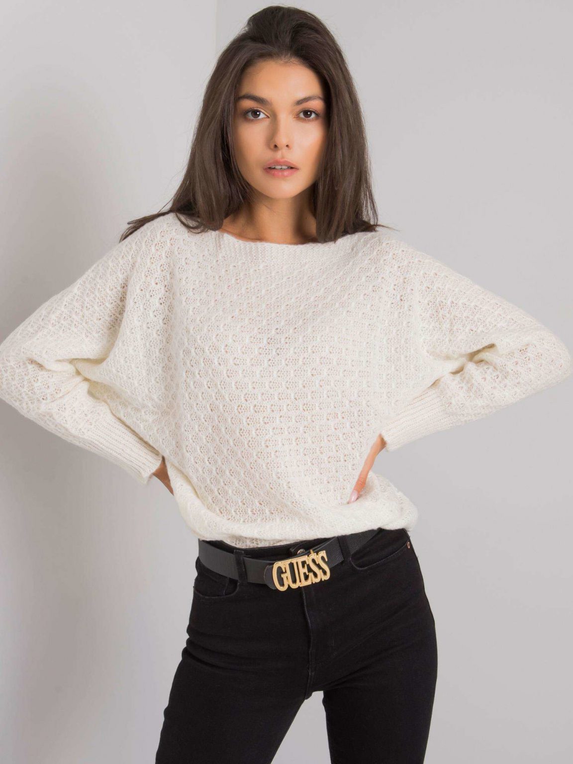 Ecru sweter oversize Layana OCH BELLA