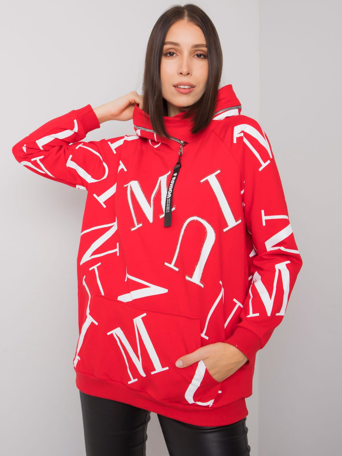 Czerwona bluza plus size z bawełny Indi