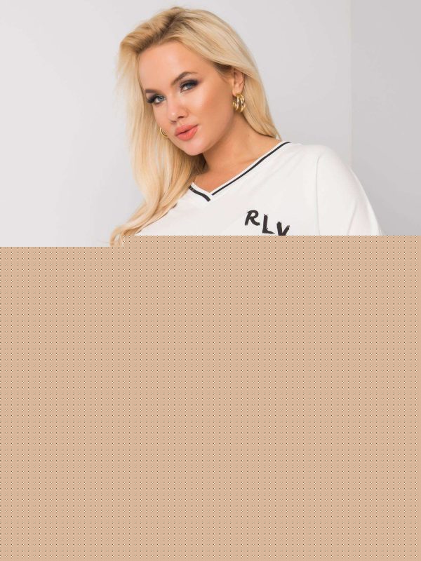 Ecru bluzka plus size z dekoltem w serek Lorette